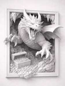 Dragon in a Cave 3d Picture