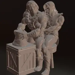 Funny He-Man and Skeletor / Ghost parody sculpture