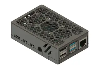Raspberry Pi 4 case hexagonal patern, Voron logo
