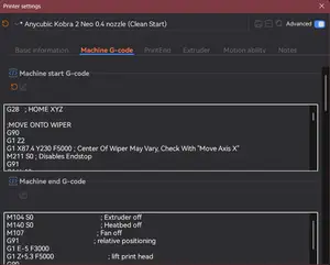 Kobra Neo 2 Clean Start/End Script