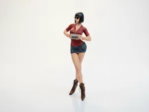 Short Skirt Lady Figurine Female Model 3D Printable