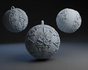 Ukrainian Folk Design Santa Skull Ornament.