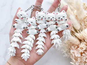 Fluffy Tails Cute Flexi Samoyed Dog - Toy, Keychain & Magnet