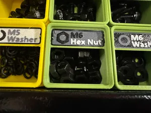 Gridfinity Bin Labels Multicolor Hex Nut M2, M2.5, M3, M4, M5, M6, M8, M10, M12, M14, M16, M18, M20
