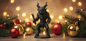 Furry Krampus with Rod Holiday Figure