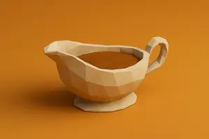 Low Poly Thanksgiving Gravy Boat 3D Model
