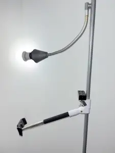 Modified Floor Lamp for Selfie Stick Mount, Power Strip & Lighting