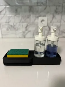 Dish sponge and soap dispenser area (Self draining)