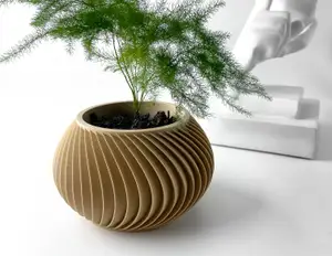 The Caleth Planter Pot with Drainage: Tray & Stand Included | Modern and Unique Home Decor for Plants and Succulents | STL File