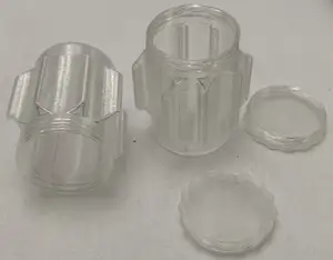 Mini-Z tire container can with threaded cup stackable to a grid