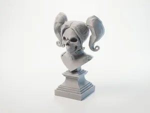 Harley Quinn Skull Bust Gothic Sculpture 3D Printable