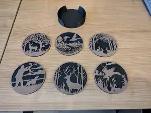 Hunting wildlife coaster set