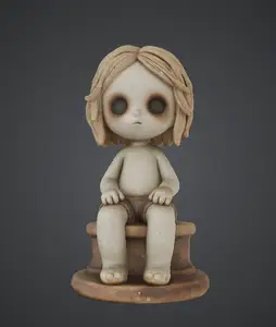 Creepy Doll Child Figurine – Haunted Horror Decorative Display