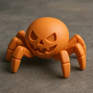 A Halloween spider with a big round body and short thick legs