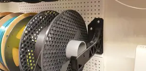 Filament spool holder bracket for 12 mm pegboard or wall mounting
