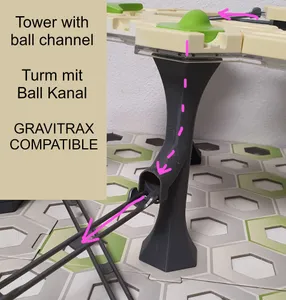 GRAVITRAX tower with marble track channel. Gravitrax kompatibel Turm mit Ball Kanal. Gravitrax Tunnel