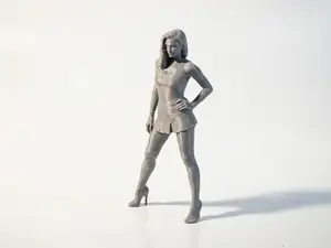 Short Dress Lady Figurine Female Figure 3D Printable