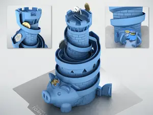 Piggy bank with two coin slides | Piggy castle bank