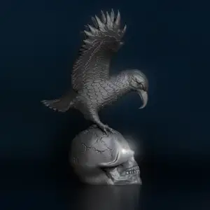 Eagle-Skull- Open Eyes, hole - 3D File Model