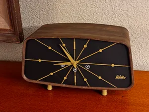 Real Wood Grain Mid-Century Welby Mantle Clock - Easy Assembly