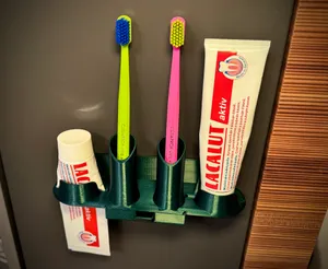 Shelf for toothpaste and toothbrush.