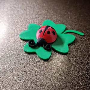 Cute ladybug on clover leaf (Multicolor)