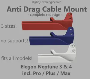 "slightly" overengineered Anti Drag Cable Holder / Clip for Elegoo Neptune 3 + 4 Series
