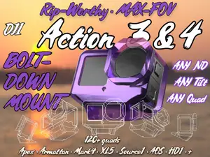 FPV Mount for Action 3 + 4 + 5, DJI TPU Drone Mounts, Max FOV