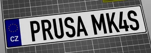 Kfz Kennzeichen "PRUSA MK4S" (Czech-EU) license number plate Einzeilig
