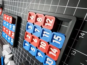 Print in Place Sliding 15 Number Puzzle - Multi-Color Print