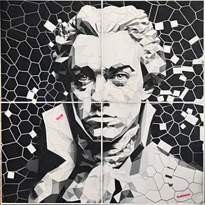 Voronoi Mozart 16"x16" 3D Filament Art - 4 panels