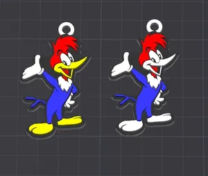 cartoon character , woody wood pecker keychain / necklace charm