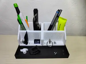 Base for two organizers side by side with an extension for small parts.
