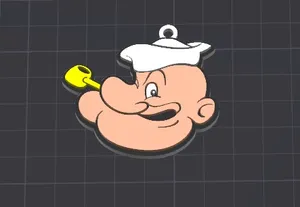 cartoon character , popeye keychain / necklace charm