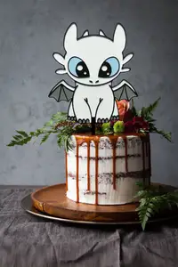 Light Fury - Cake Topper - How to Train Your Dragon - Bezzubka - Bílá Běska