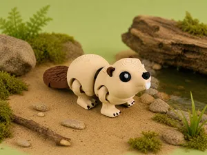 Beaver - Articulated Keychain Figure | Flexi Print-in-Place | No Supports