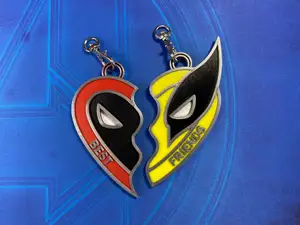 Deadpool Wolverine Broken Heart Pendant Keychain