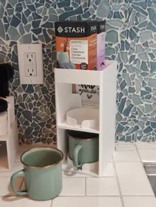 RV, Van, Boat Stackable Coffee Mug Holder for Barebones Enamel Cup with Tea Bag Holder/Stash
