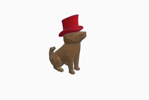 Cute Sitting Low Poly Dog (Top Hat) With a keychain version!