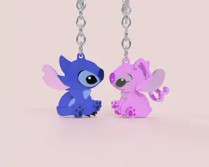 Stitch and Angel keychain