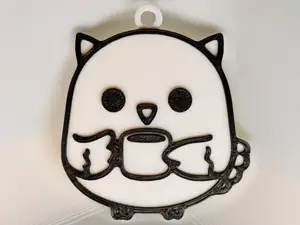 Owl Drinking Coffee Keychain