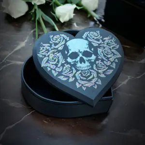 Heart-shaped Box with Skull and Roses