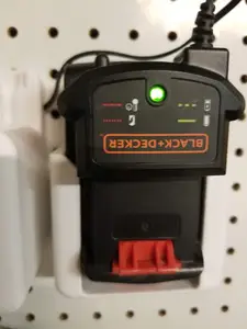 Black & Decker 20V MAX Regular or Extended 5.0Ah Battery AND Charger Holders (with 1" pegboard mounting option)