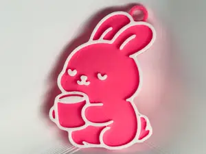 Bunny Drinking Coffee Keychain