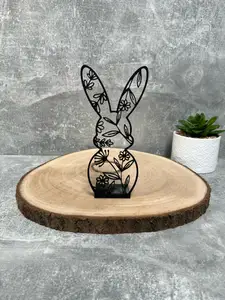 Floral /Flower Bunny / Rabbit Decoration With Stand // Blumen-Häschen / Kaninchen-Dekoration mit Ständer