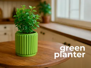 Green ribbed planter