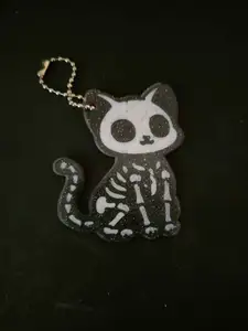 Skeleton Cat Keychain