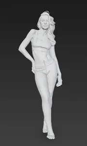 Casual Woman 3D Printable Female Figure in Jeans and Crop Top