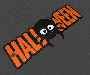 Spooky Halloween Text Keychain with Spider – Fun 3D Print Gift