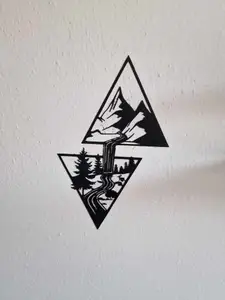 Wall art - mountains & creek with waterfall